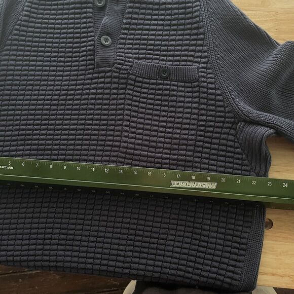 Duluth Trading Sweater Button Mock Neck Textured Heavyweight‎ Pullover Large - Picture 4 of 6